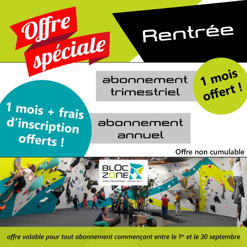 offre rentrée escalade réduction sur les abonnements