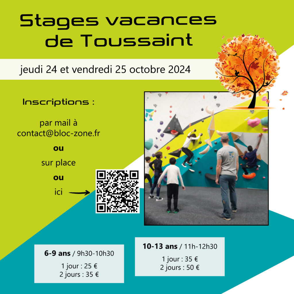 stages escalade enfants vacances toussaint 2024