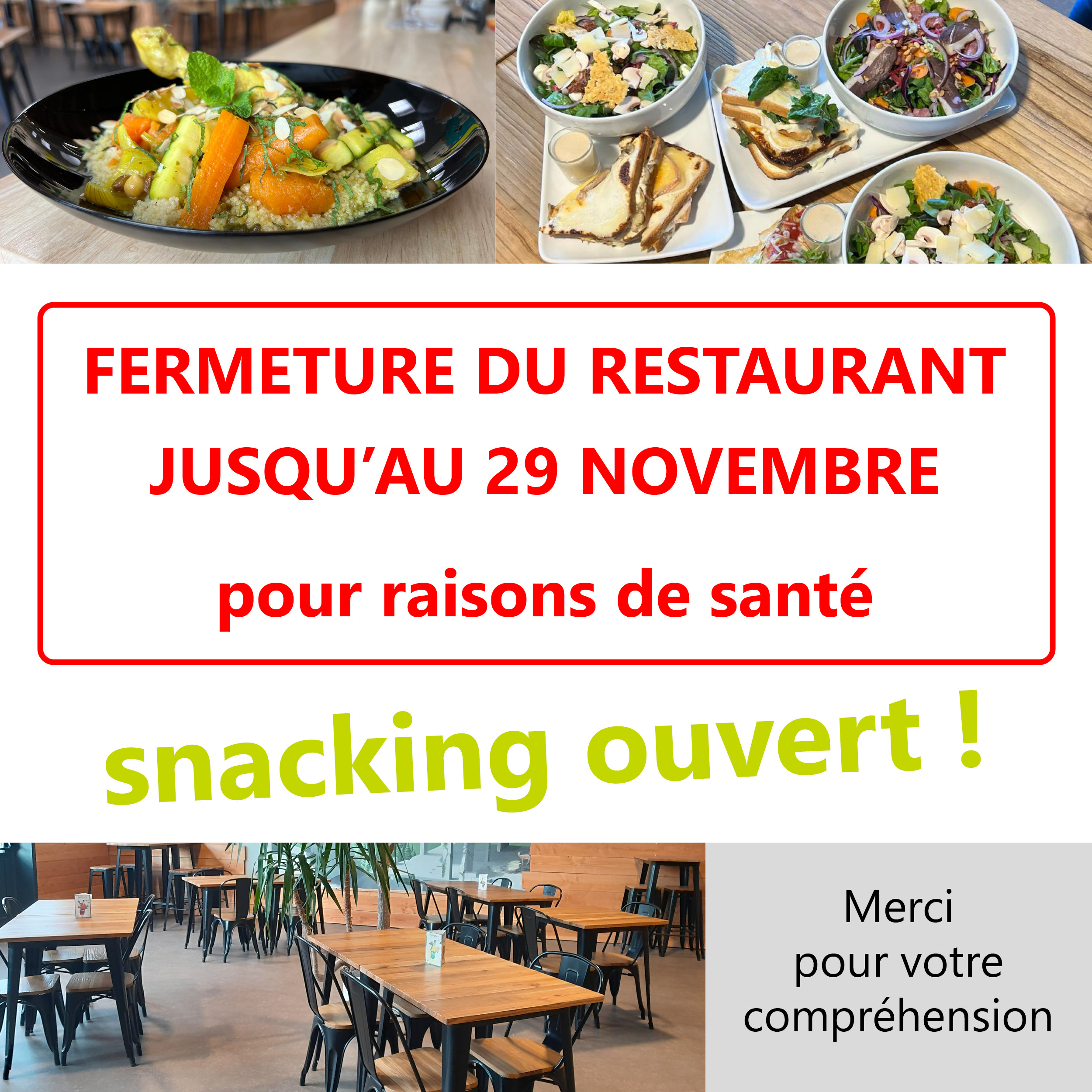 restaurant fermé novembre 2024