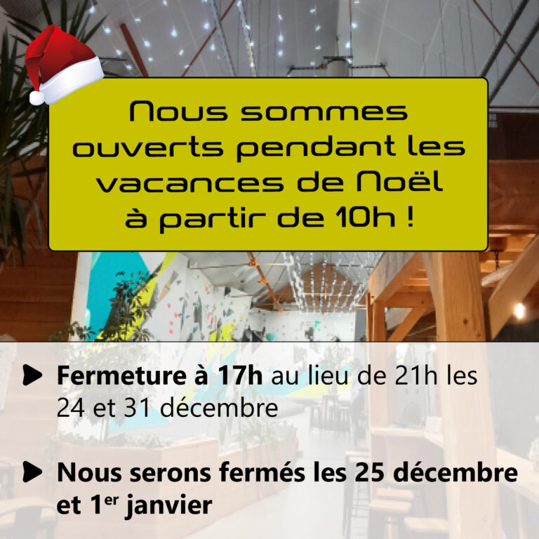 horaires ouverture bloc zone vacances noel 2024